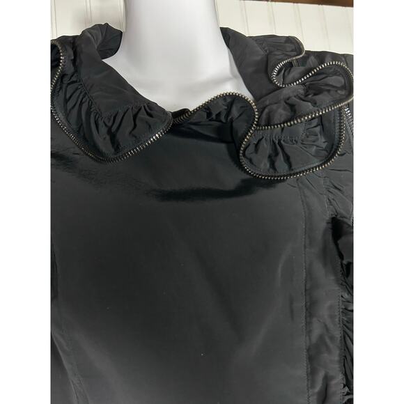 ETCETERA Ruffled Zipper  Tunic Black Raincoat Full Zip Belted 10 fall spring - Picture 4 of 13